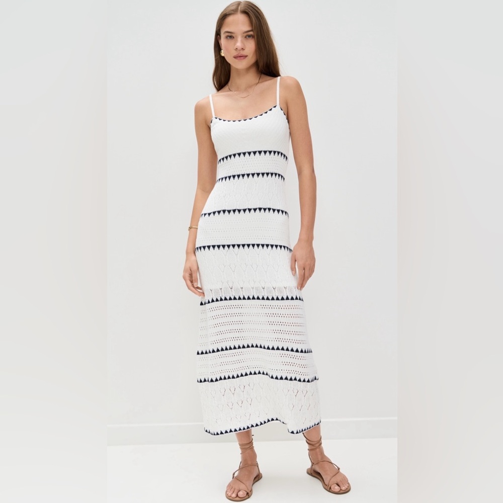 Z Supply White and Black Midi Dress